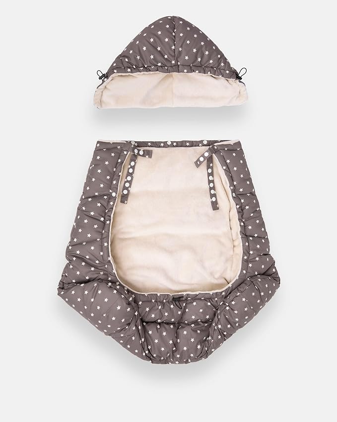 7AM Enfant Baby Carrier Cover - K-Poncho Universal Fit Winter Ultra Soft Plush Lining, Water Repellent Bunting Bag with Adjustable Hood, Multifunctional Stroller & Car Seat Blanket Cover | (0-3T)