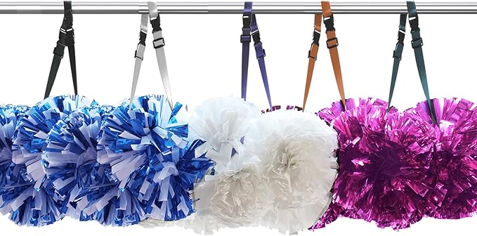 Cheer Pom Poms Carrier for Backpacks - Adjustable Cheerleading Poms Keeper - Heavy Duty Webbing Gear Connector for Travel, Competition & Practice