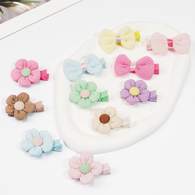 24Pcs Toddle Flower Hair Clips for Girls Baby Hair Clips Cute Floral Infant Candy Bow Non Slip Little Girls Hair Accessories for Thick Hair