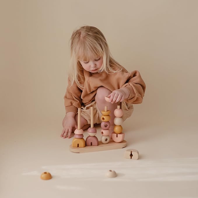 mushie Wooden Multi Shape Stacker | for Kids 3 Years+ | Preschool Educational & Toddler Montessori Toys (Sunrise)