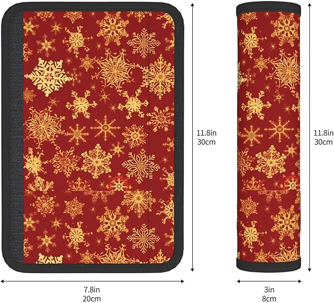 Auto Seat Belt Pads Christmas Golden Snowflake Sweat Absorption Shoulder Strap Cover, Pack of 2, for Womens Mens Adults