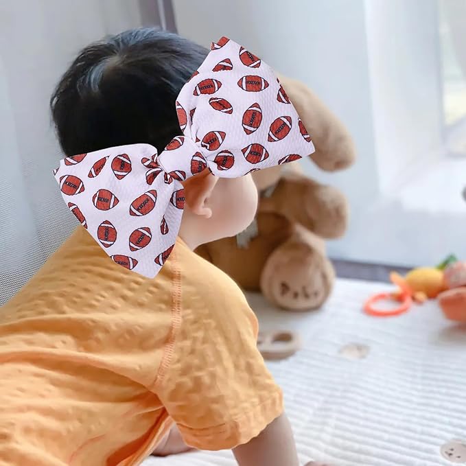 Baby Girls Football Headbands with Bow,Hairband Bowknot Newborn Football Bow Headwarp,Sports Wide Hair Accessories Gift for Football Newborn Infant Toddlers Kids