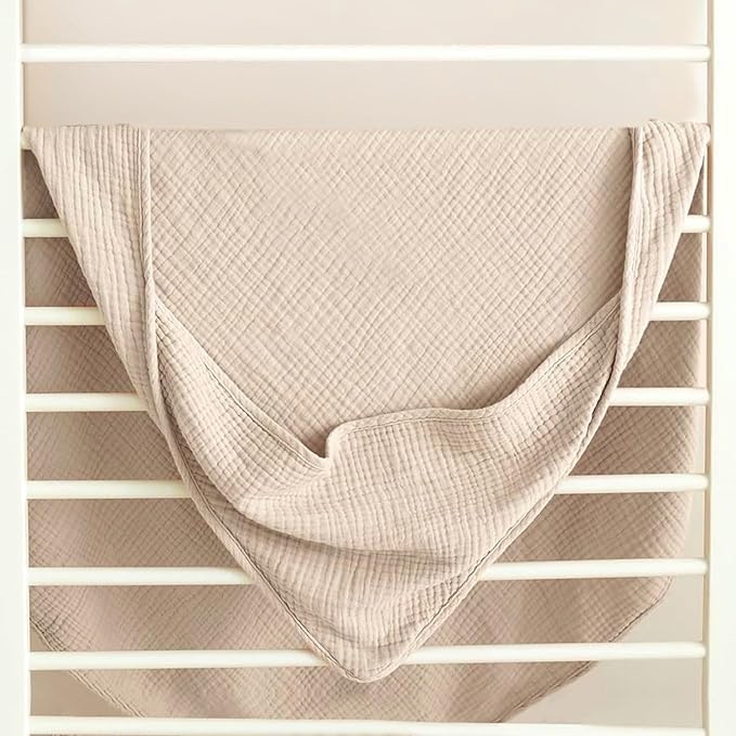 Cinaci 1pc Soft & Absorbent 100% Muslin Cotton Baby Hooded Bath Towel for Baby Girls Boys Newborns Infants Toddlers Kids (Khaki)