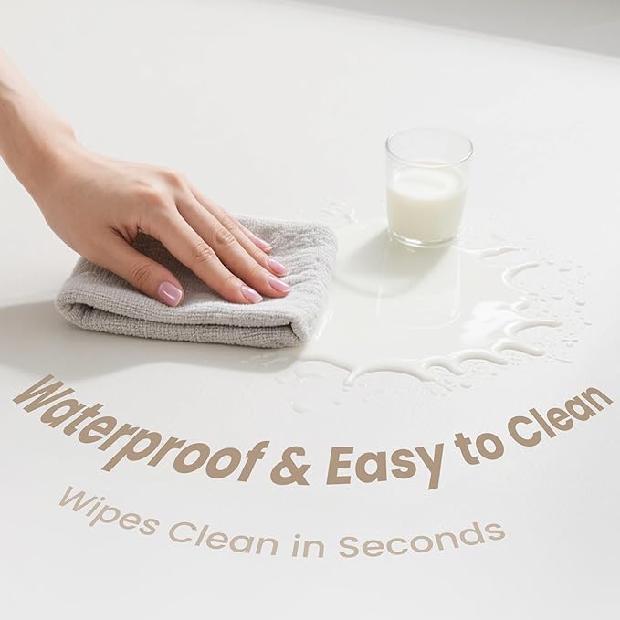 Huloo Sleep Baby Play Mat 50x50 Inches,1.3" Thick Padded Waterproof Floor Cushion & Playpen Mat with Vegan Leather,Non-Slip & Non-Toxic Nursery Rug for Infants, Toddlers & Kids(Cream)