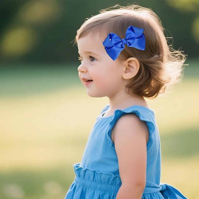 baotongle 11pcs Royal Blue School Hair Accessories Set Uniform Hair Bow Headband Clips Hair Ties Curly Bows for Little Toddler School Girls (Royal Blue)