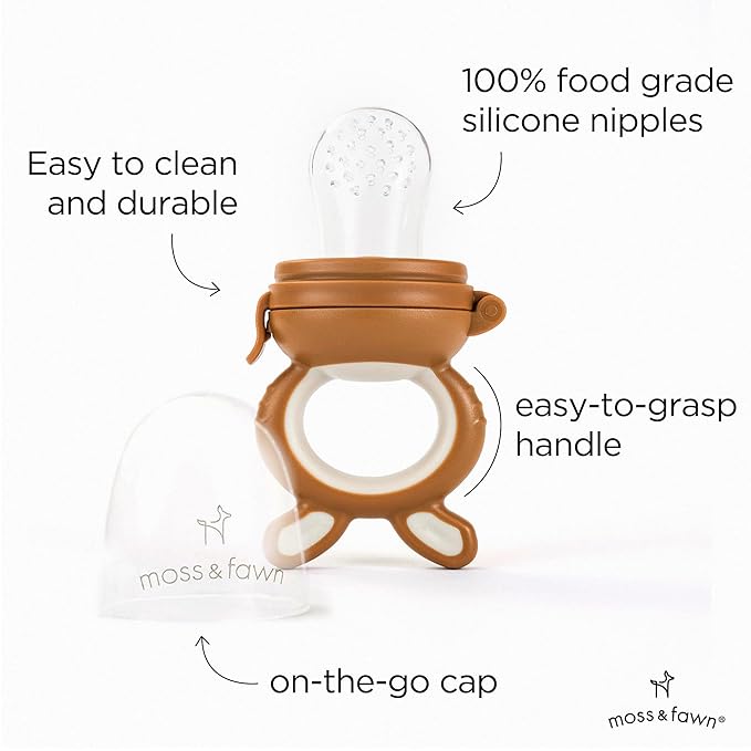 Moss and Fawn Forage Feeder - Baby Fruit Feeder, Frozen Breast Milk Popsicle Teether & Pacifier - BPA, PVC & Phthalate-Free - Foliage