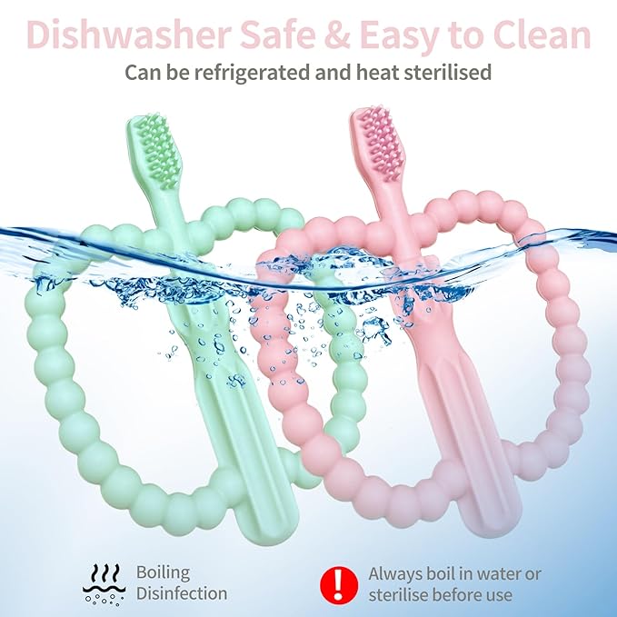 Baby Teething Toys for Babies 0-36 Months -Anti-Choking Design with Easy-Hold Handle,Silicone Infant Toothbrush for Gum Massage,Soothe Sore Gums for Infant Toddlers Silicone teether Tubes
