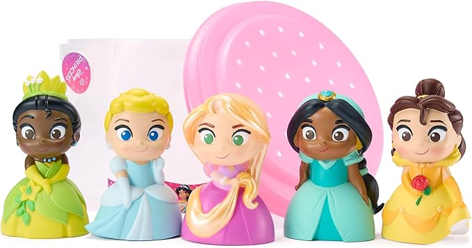 Disney Store Official Disney Princess Bath Toys Set - Includes 5 Detailed Toys with a Straining Storage Bucket - Bath Time Fun & Water Play Set for Kids