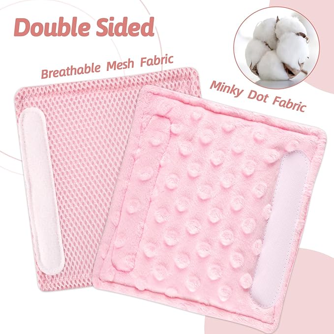 Baby Car Seat Strap Pads, Car Seat Strap Shoulder Covers for Baby Infant Toddler, Double-Sided Car Seat Belt Covers for Stroller/Pushchair/Baby Swing, Soft Flannel & Mesh, Pink
