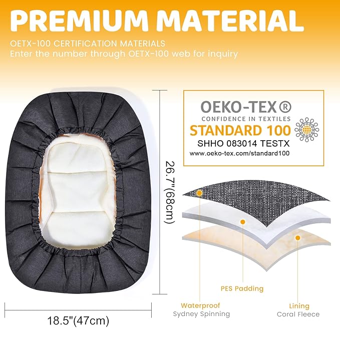 Orzbow Baby Car Seat Cover, Universal Winter Car Seat Cover with Adjustable Collar, Waterproof Carseat Covers Baby with Zipper, Warm Coral Fleece, Detachable and Machine Washable, Dark Grey