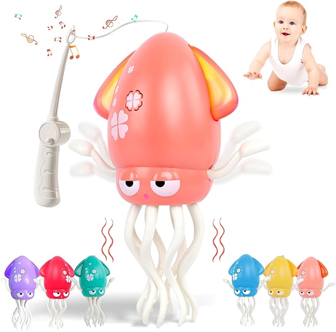 Sachie Dancing Octopus Baby Toy – Electric Crawling Octopus with Music & Lights, Rechargeable Sensory Toy for Infants & Toddlers, Fun Learning Gift for Boys & Girls(Pink)