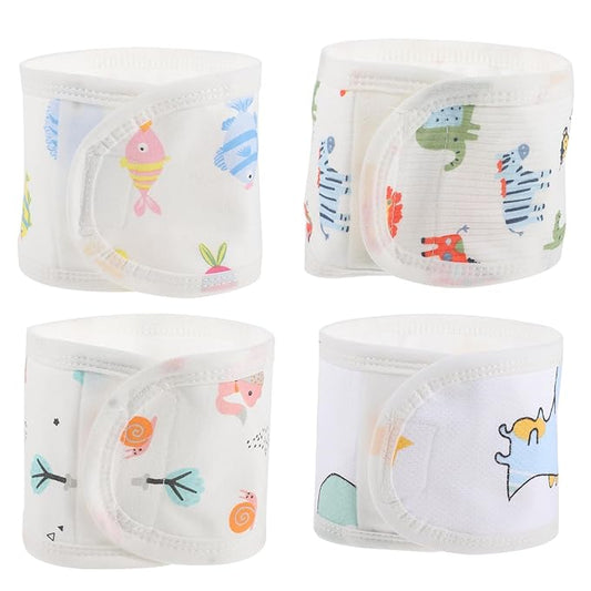 Healifty 4Pcs Baby Belly Band for Newborns Soft Breathable Cotton Babies Infant Umbilical Belt Cords Wrap Cover for Colic Relief and Warmth Toddler Abdomen Protection Band 0-12 Months