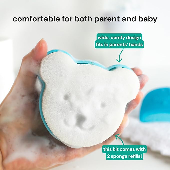 oogiebear Cradle Cap Brush Kit Includes 2 Additional Replacement Sponges – Gentle and Safe Scalp Massage Care with Sponge, Brush, and Comb for Newborns and Babies