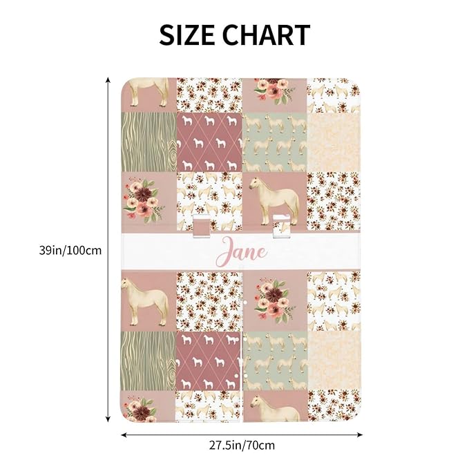 Personalized Baby Car Seat Canopy for Babies with Name, Custom Car Seat Covers for Boys Girls, Infant Opening Minky Nursing Breastfeeding Stroller Cover Carseat Canopies for Newborn (Floral Horse)