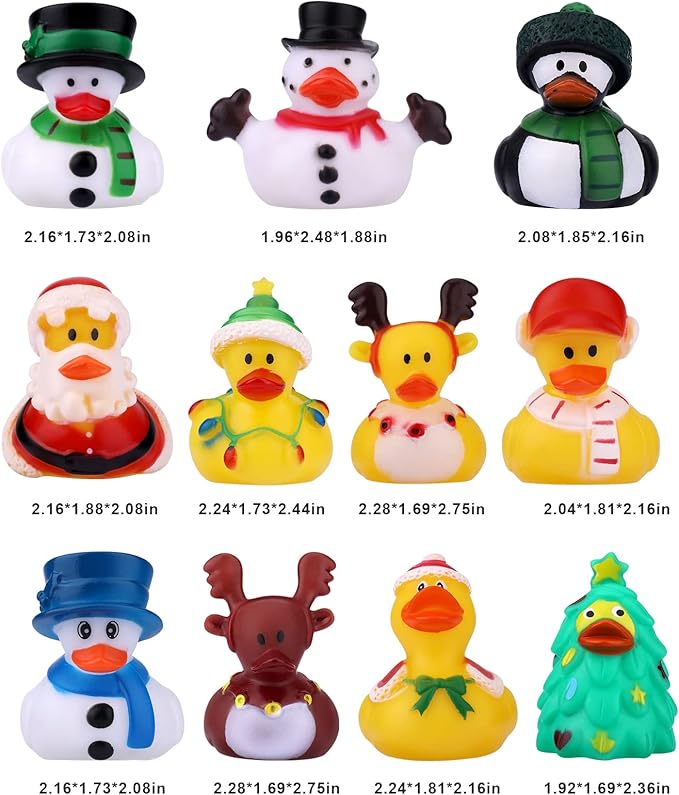11pcs Christmas Rubber Ducks, Bath Rubber Ducky Toys Cute Assorted Holiday Rubber Ducks for Christmas Holiday Celebrations Party Supplies Gifts