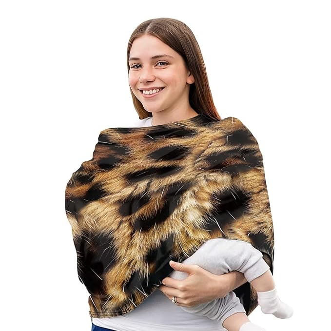 Forchrinse Leopard Print Nursing Cover Breastfeeding Scarf Babies Soft Car Seat Cover for Boys and Girls Infant Carseat Canopy Multi-Use Git