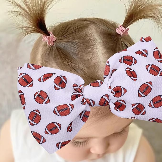 Baby Girls Football Headbands with Bow,Hairband Bowknot Newborn Football Bow Headwarp,Sports Wide Hair Accessories Gift for Football Newborn Infant Toddlers Kids