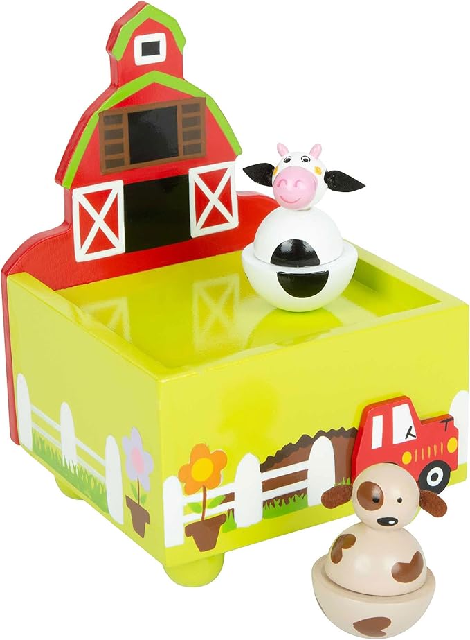 Small Foot 11715 Farm Music Box, Made of Wood with Happy Animal Motifs, for Ages 3+ Years