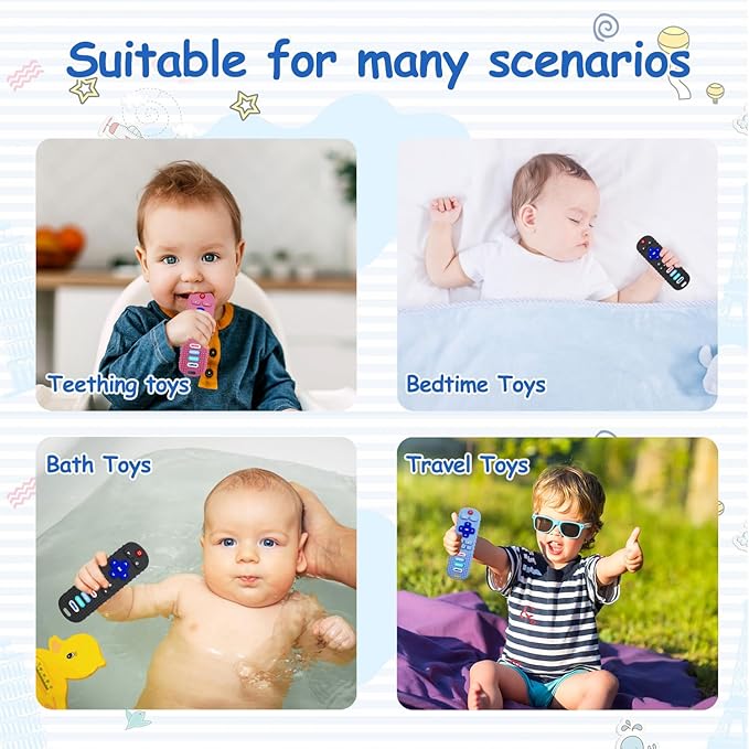 3 Pack Baby Teething Toys&Remote Control Toy, Baby Chew Toys for Teething Relief, Food Grade Silicone Teethers for Babies 3-24 Months,Baby First Easter Gifts for Boys and Girls