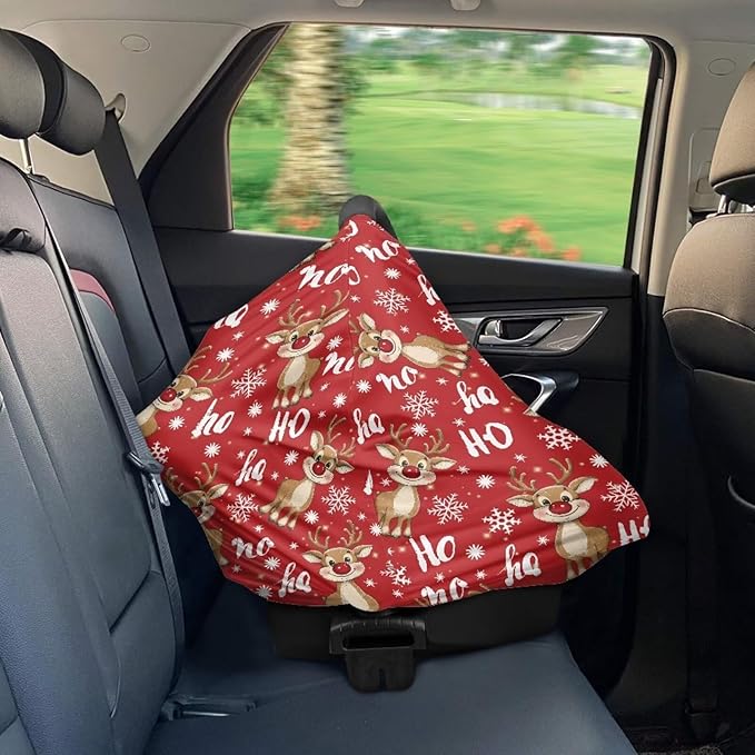 AFPANQZ Christmas Deer Nursing Cover Breastfeeding Scarf Baby Car Seat Covers for Boys Girls Infant Carseat Canopy Stretchy Soft Breathable Multi-Use Cover Up for Strolle Shopping Cart