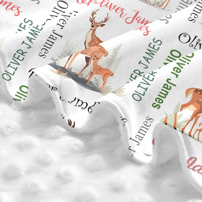 Custom Baby Car Seat Canopy Personalized Car Seat Covers with Name for Baby Boys Girls Customized Deer Nursing Breastfeeding Cover Infant Carseat Canopies Newborn Minky Baby Blanket