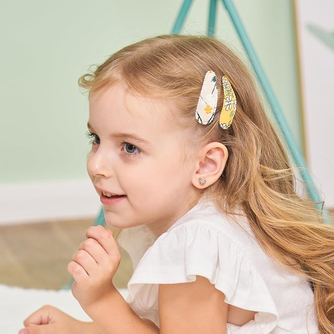50 PCS Girl Hair Clips Floral Print Toddler Hair Clips 2.2in Non Slip Wrapped Snap Hairpins for Kids Barrettes Hair Accessories for Baby Toddler Girls