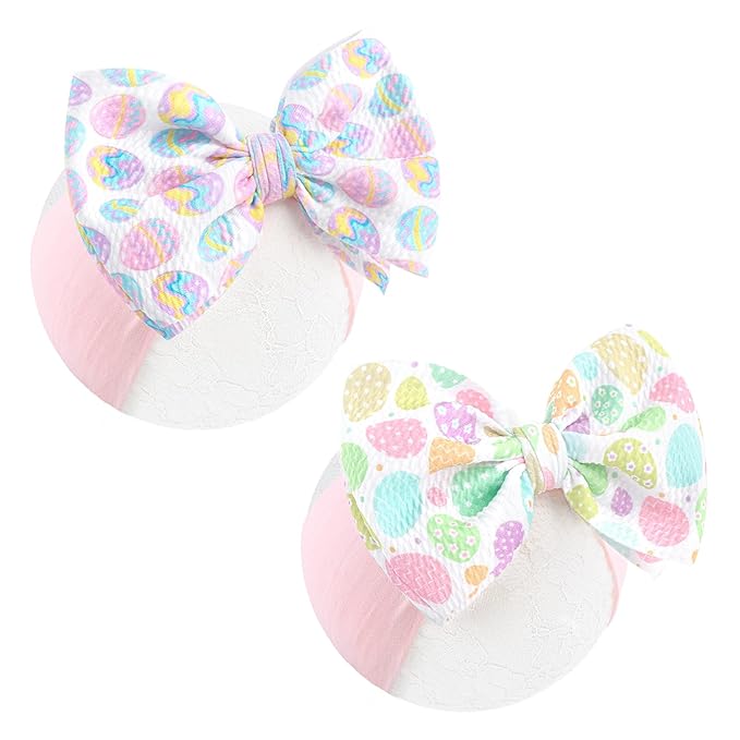 Easter Bows for Girls Infant Easter Headbands Hair Bows for Baby Girl Bunny Egg Headband Bow Baby Girl Headbands with Bows Easter Gifts Pink