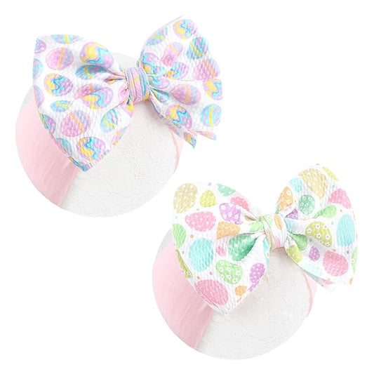 Easter Bows for Girls Infant Easter Headbands Hair Bows for Baby Girl Bunny Egg Headband Bow Baby Girl Headbands with Bows Easter Gifts Pink