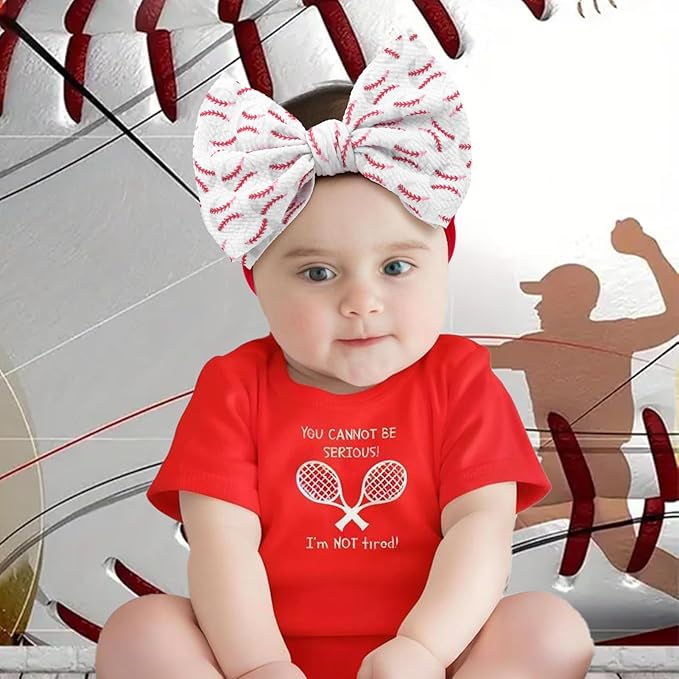 Baseball Bows for Girls Infant Headbands Charm Big Bows for Baby Sport Game Bow Soccer Hair Bow Baby Girl Headbands with Bows Infant Football Gifts Red Blue