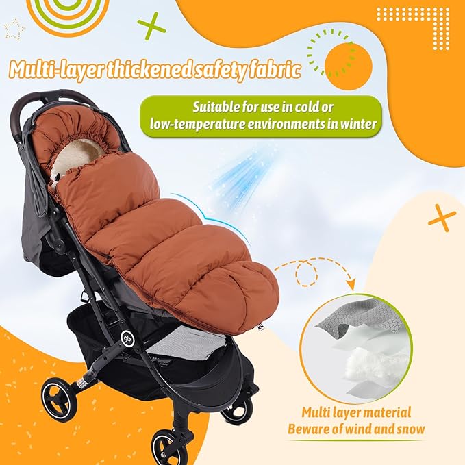 Baby Footmuff for Winter Outdoors Stroller Layer Waterproof Outer Soft Lambswool Liner Designed for Cold Wind Moisture Protection Suitable -30F/-22C Universal Fit Stroller