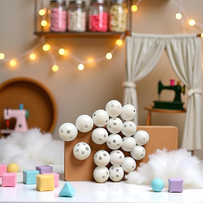 10 Pcs White Rattle Balls Inserts Rattle Box Repair Doll Noise Maker Noise Maker Insert Rattle for Animal Puppet Doll Baby Pet Baby Rattles and Plush Rings
