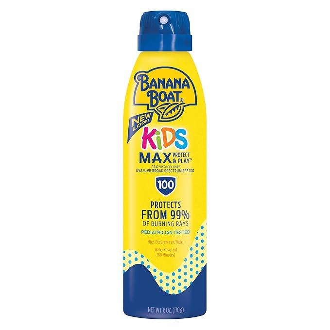 Banana Boat Kids MAX Protect Sunscreen Spray SPF 100 6oz & Sport Ultra Sunscreen Spray Twin Pack SPF 50 6oz each
