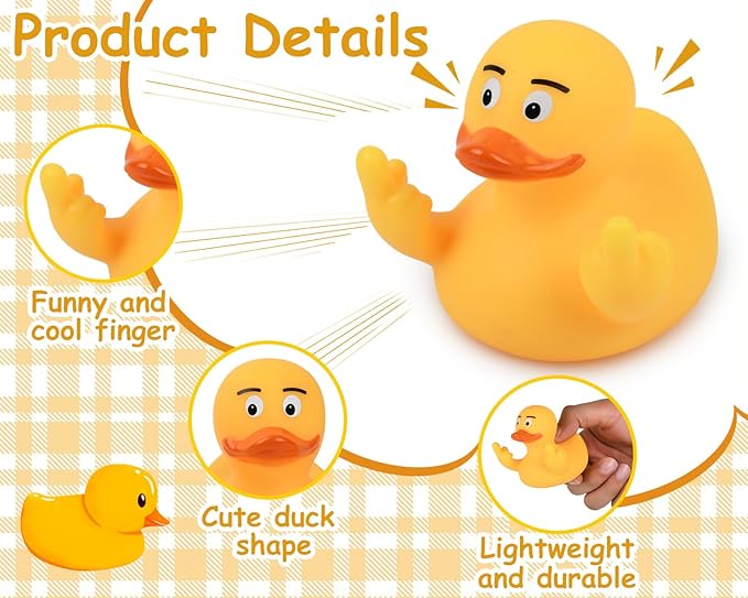 Middle Finger Rubber Ducks 3" Funny Rubber Ducks Giving Two Middle Fingers for Ducking Cool Dashboard Decorations Car Accessories