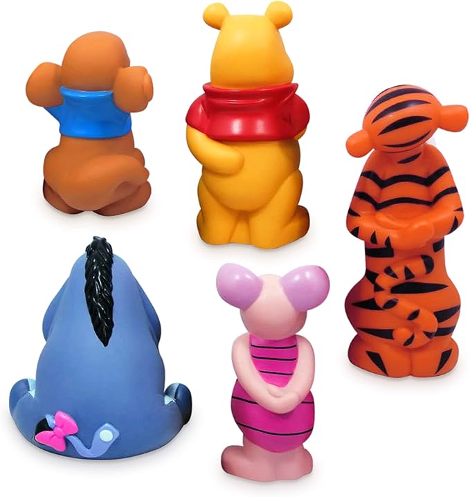 Disney Store Official Winnie the Pooh Bath Toys Set - Includes 5 Detailed Toys with a Straining Storage Bucket - Bath Time Fun and Water Play Set for Kids