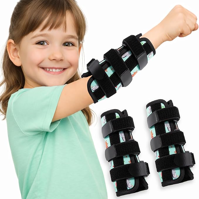 2 PCS Thumb Sucking Deterrent, Green Animals Thumb Guard for Kids Toddlers Nail Biting Treatment, Anti Nose Picking, Scratching Face, Elbow Immobilizer for Boys Girls, Finger Sucking Prevention