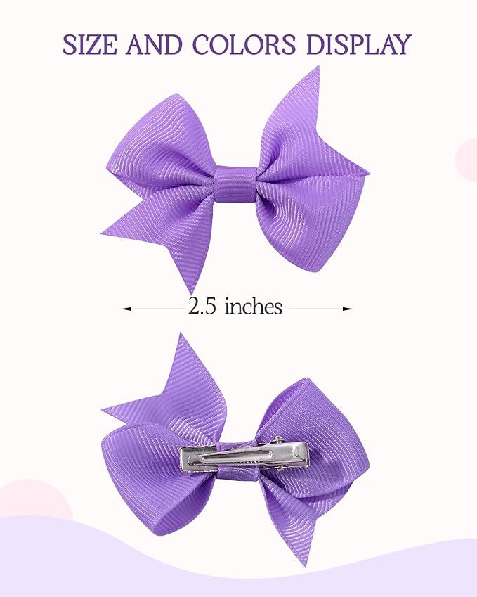 doboi 50PCS 2.5'' Baby Hair Clips Small Bows Fully Lined Grosgrain Boutique Solid Ribbon Small Bows for Girls Teens Infants Kids Toddlers Newborn (Bright colors)