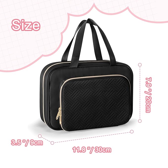 Fasrom Hair Accessories Organizer for Girls, Hanging Hair Bow Storage Bag for Kids Hair Clips, Headband, Hair Ties and Scrunchies Holder, Black (Empty Bag)