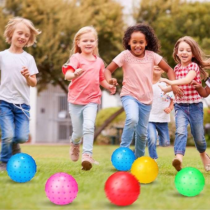 Jerify Knobby Balls Bouncy Spiky Sensory Ball Bulk Soft Inflatable Massage Stress Plastic Toy for School Party Play Indoor Outdoor
