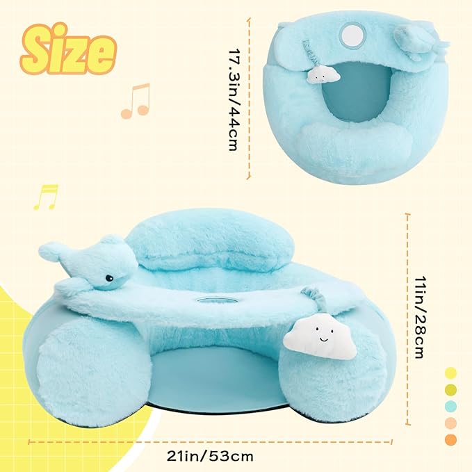 KAKIBLIN Baby Sit Me Up Seat, Inflatable Baby Seat with Cover for Babies 3-36 Months,Portable,Inflatable Sit & Play Floor Seats for Sitting Up