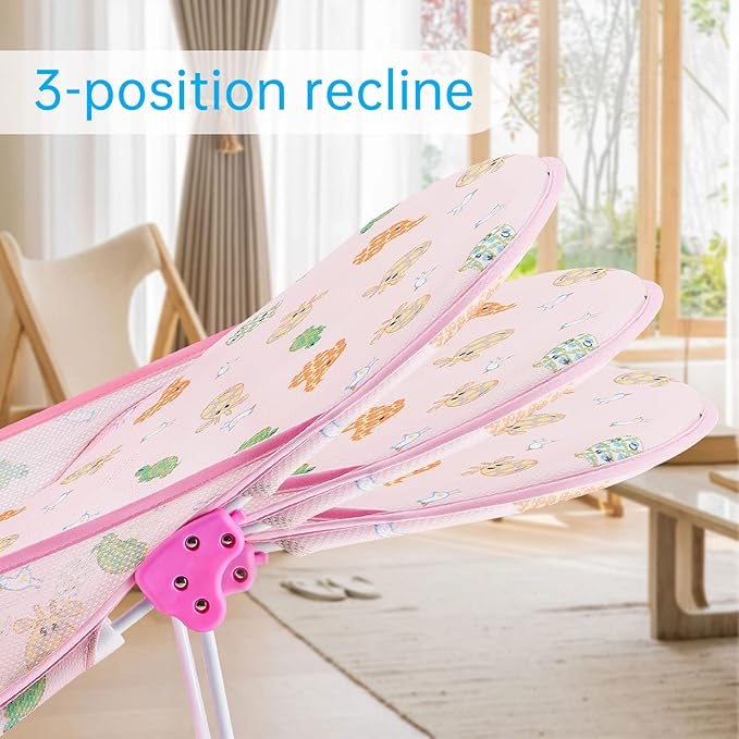 Foldable Baby Bather - Baby Bath Support with 3 Adjustable Positions for Newborns to 12 Months (Pink-01)