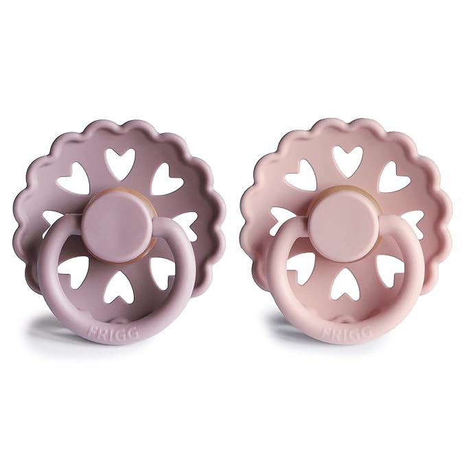 FRIGG Andersen Fairytale Natural Rubber Baby Pacifier | Made in Denmark | BPA-Free (Twilight Mauve/Primrose, 0-6 Months)