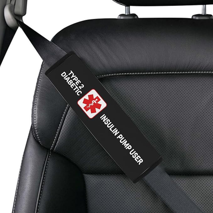 Type 2 Diabetic Insulin Pump User Custom Size Medical Alert Car Seat Belt Cover for Adults Girls and Boys Safety Seatbelt Belt Strap Shoulder Pad for a More Comfortable Driving 76