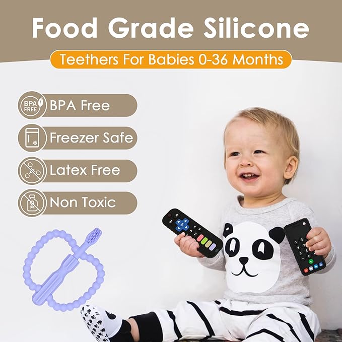 ZOEDO Baby Teething Toys, Remote Control Shape Teething Toys, Cell Phone Teether for Babies, Toy Chew for Babies 3-24 Months, BPA Free & Refrigerator Safe