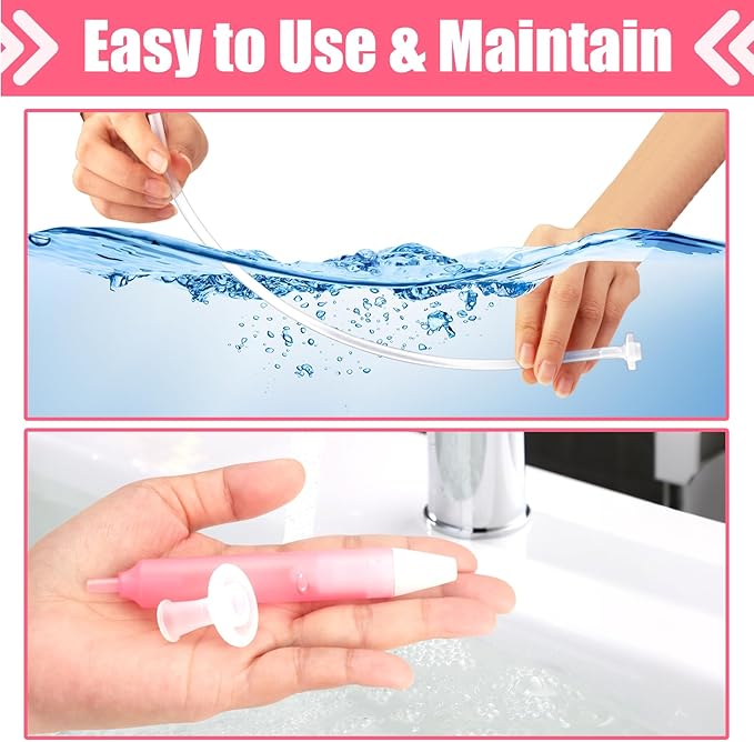 Nasal Aspirator for Baby, Nasal Congestion Relief Nose Cleaner with 2 Silicone Tips 25 Hygiene Filter for Babies Infants Toddlers Boys Girls (Pink)
