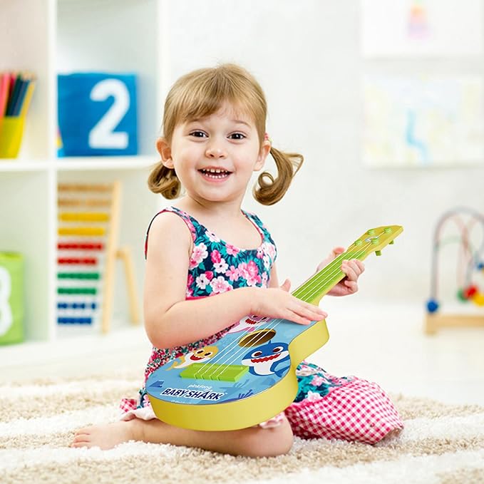 Lollipop Paw Patrol Party Ukulele - Musical Toy Gift for Toddlers4 String Mini Guitar Musical Instrument, Educational Learning Toy, Can Play with Strap or Picks - Great for Beginner (Baby Shark Blue)