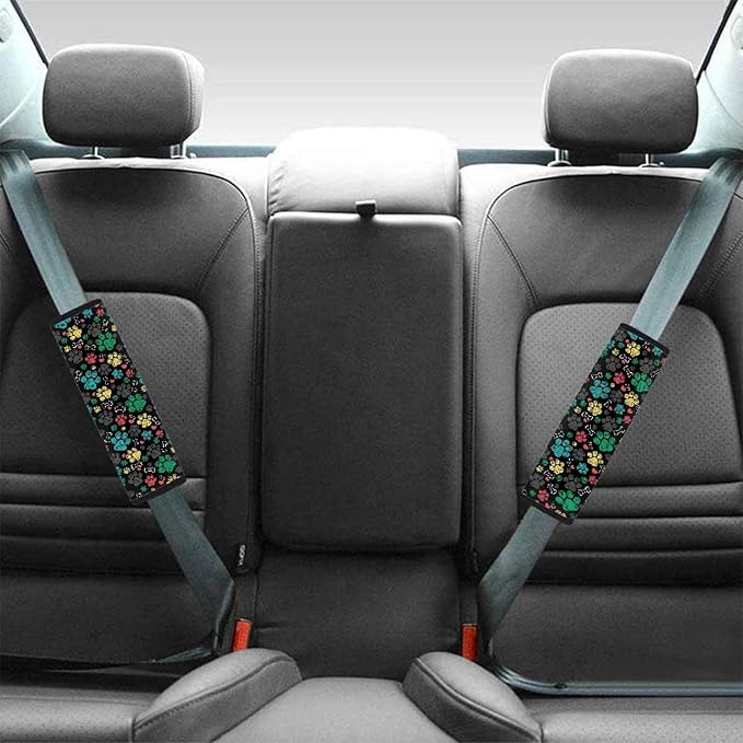 AFPANQZ Two Pack Cat Paws Car Seat Belt Cover for Women Mens Pads Drivers Shoulder Protetion Car Seats Accessories Vehicle Auto Seatbelt Cushion Pads Universal Fit Cute Dog Paws Print Black