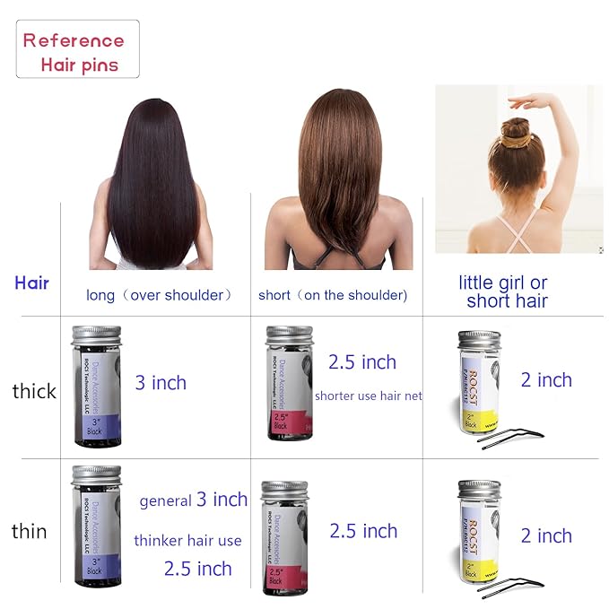 Hairpins for Bun ROCST Bobby Pins Clips for Ballet Woman girl Hairdressing salon 12pcs (2.5 inch, silver)