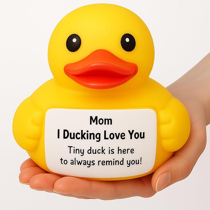Civaner 7 Inch Emotional Giant Rubber Duck Big Jumbo Positive Yellow Duck Inspirational Gift Large Duckling Toy with Squeaky Sound for Men Coworker Colleges Graduation(Moms Gifts)