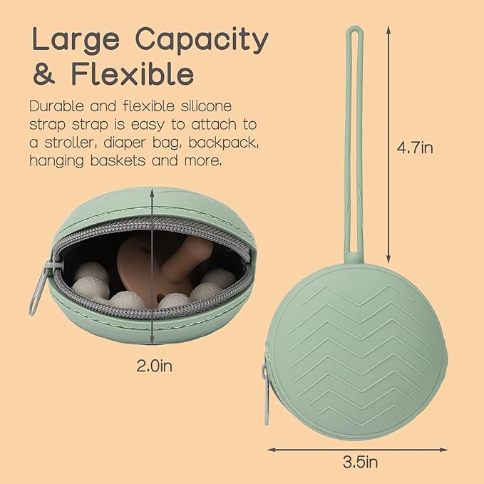 2-Pack Silicone Pacifier Holder Case - BPA-Free Pacifier Holder Pouch for Baby Boys & Girls- Portable & Dishwasher Safe Soother Container for On-the-Go Use (Dusty Lilac/Tradewinds)