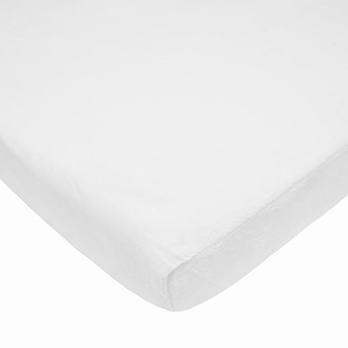 American Baby Company Heavenly Soft Chenille Fitted Pack N Play Playard Sheet 27" x 39", Warm and Cozy Chenille Pack and Play Sheet, White, for Boys and Girls, Fits Most Mini Crib Mattresses